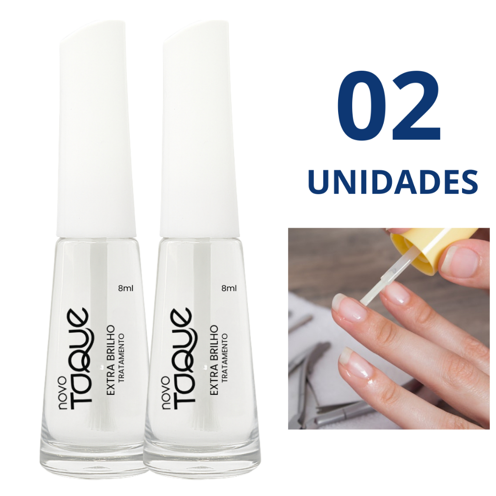 Kit de Esmaltes Novo Toque Extra Brilho Tratamento de Unhas Cobertura Brilhante Verniz Base