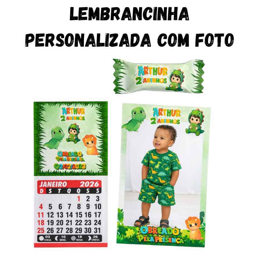 Kit Lembrancinha Personalizado com Foto – Mini Foto Polaroid + Imã Calendário + Bala Personalizada – Festa Infantil