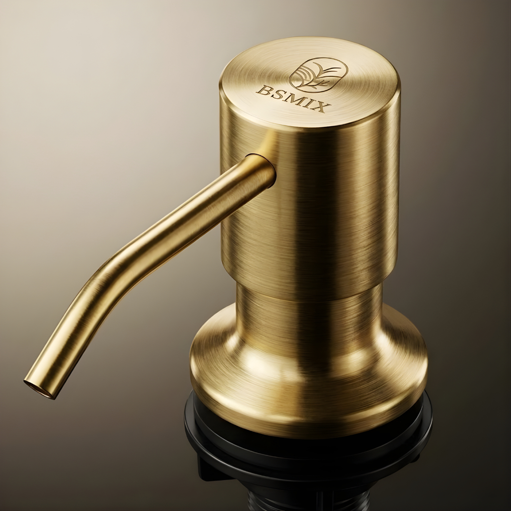 Dispenser e Dosador Bsmix Dourado Embutir Sabão Liquido para bancada Gold 500ml