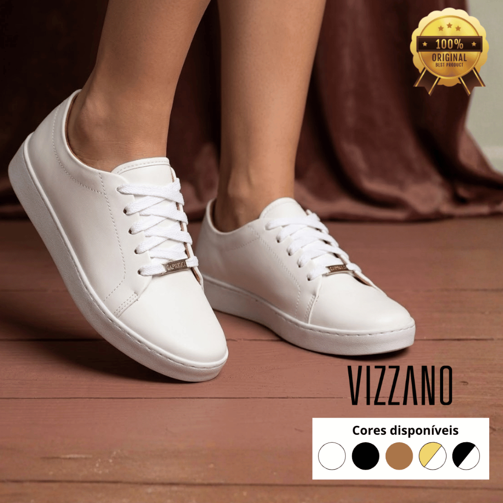 Tênis Feminino Vizzano Original Básico Baixo Casual Flex Sapato Flatform Conforto Floather Solado em Oferta na Shopee