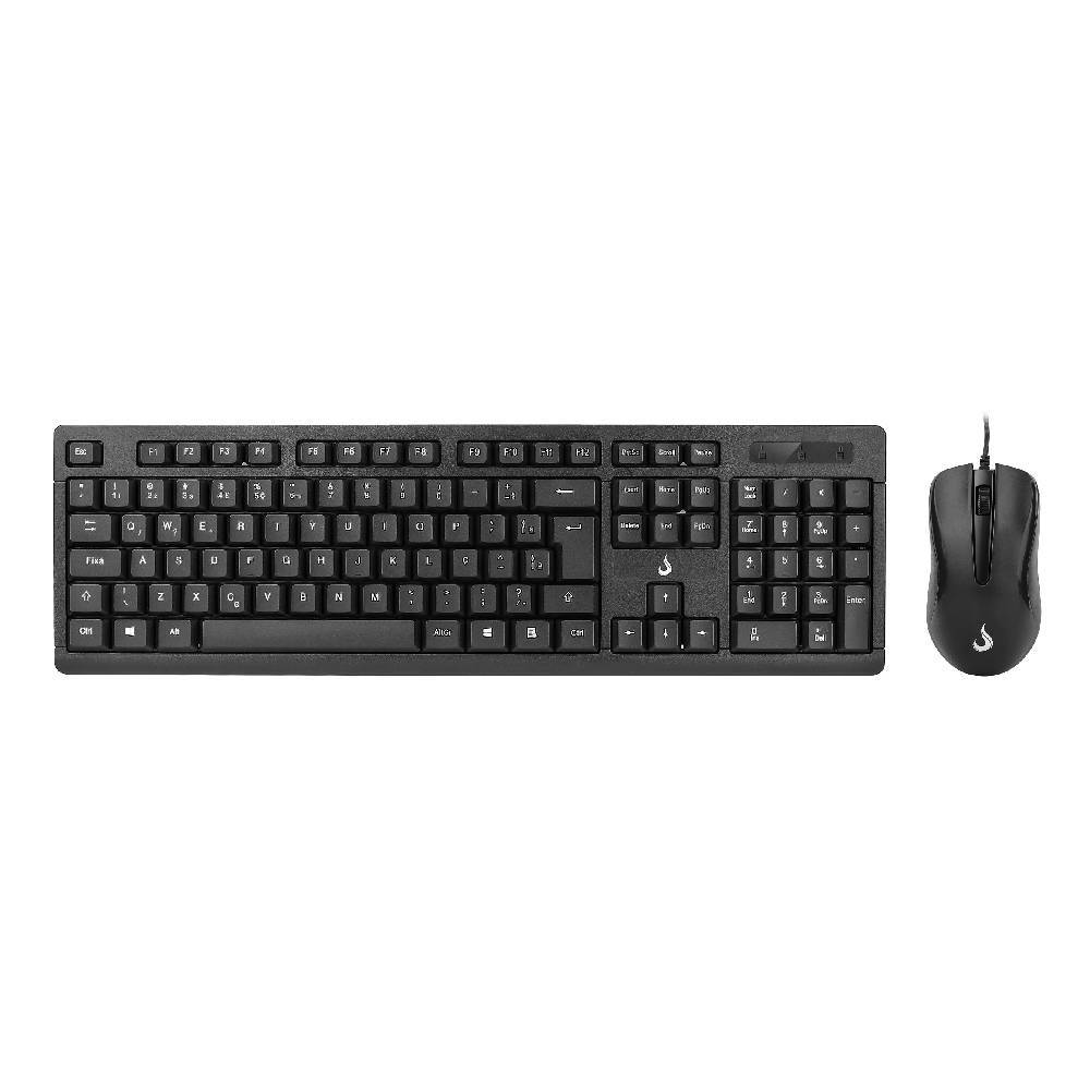 Kit Teclado e Mouse Office Rise Mode OF 01 USB 1000DPI ABNT2 - RM-TM-01-FB