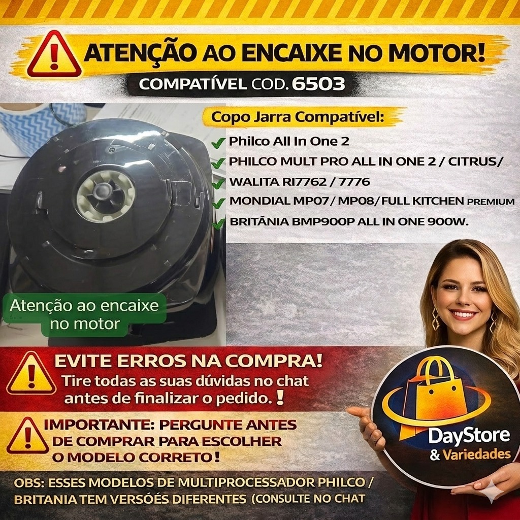 6503- Copo Jarra Compatível - Philco Multi Pro All In One 2/ Multi Britania Bmp900p All In One 900w