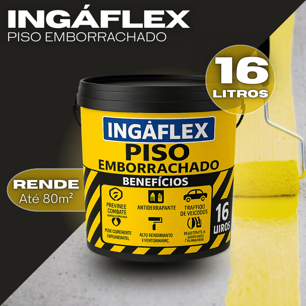 Ingaflex Piso Emborrachado Antiderrapante Impermeável Alta Durabilidade Para Garagem Concreto