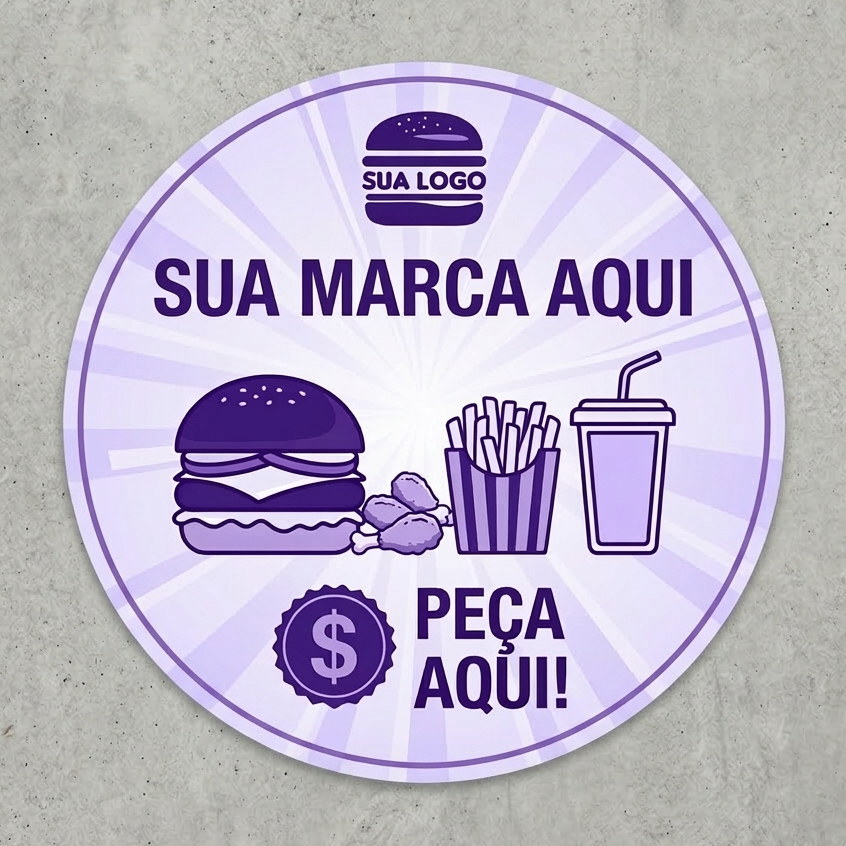 Adesivo de Piso BOPP Branco Redondo 22cm Antiderrapante Laminação Fosca Alta Resistência p/ Comércio Escritório