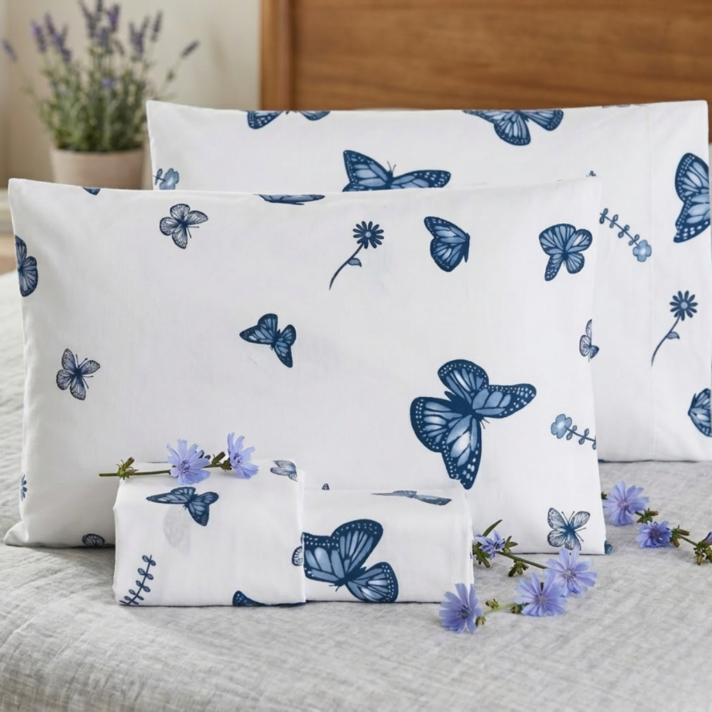 Jogo De Cama Estampa Borboleta Algodão C/ Elástico Solteiro Casal Queen em Oferta na Shopee