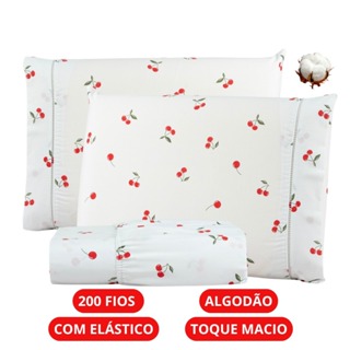 Jogo de Lençol Casal Queen King Solteiro 200 Fios Algodão Estampado Macio em Oferta na Shopee