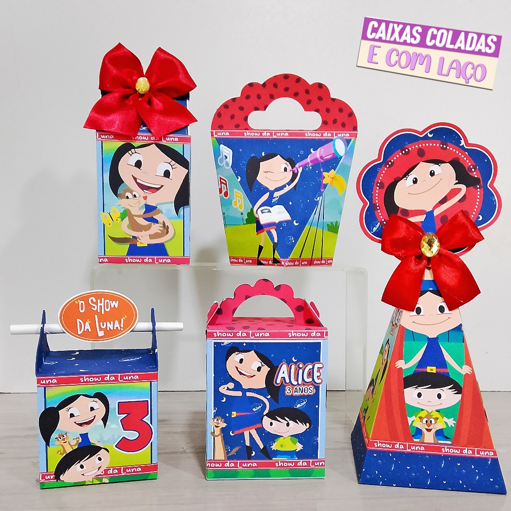Kit Caixas  Show da Luna  PEGUE E MONTE - Lembrancinha de Festa - Aniversário - Kit Personalizad - Kit Festaos
