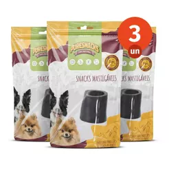 Kit Mordedor Petisco Chifre Bovino 100% Natural 3 Unidades para Cães PureSnacks 80g