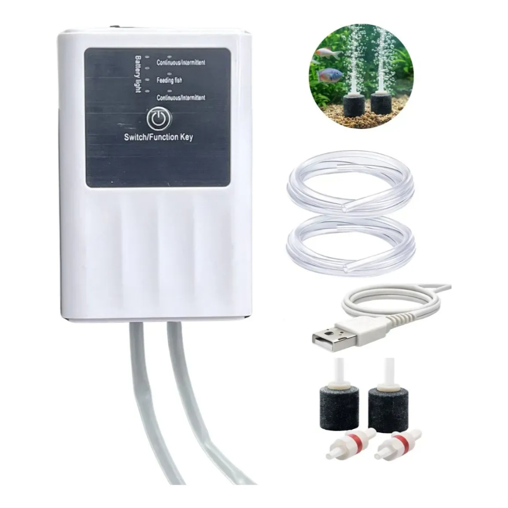 Oxigenador Aquário Nobreak Com 2 Saídas De Ar - Bivolt 3 W 127/220v