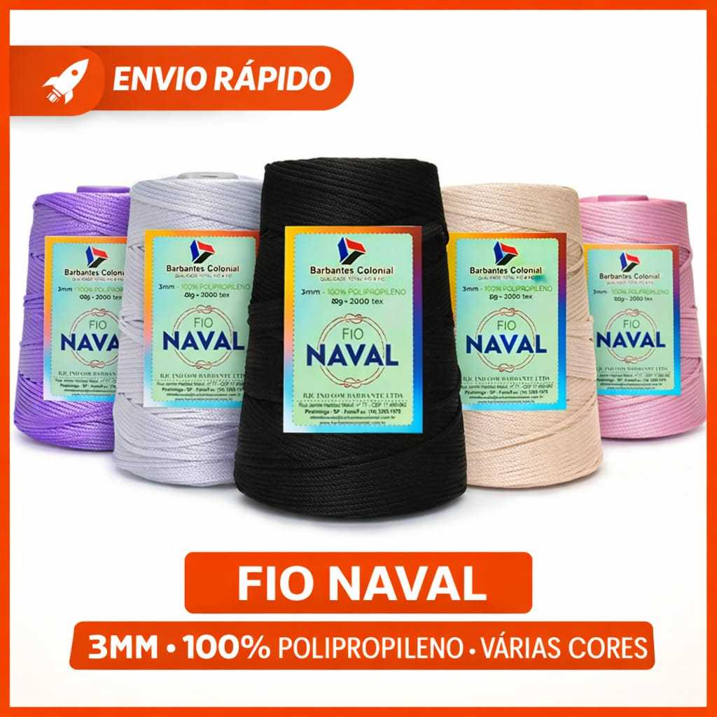 Fio Naval (Náutico) Várias cores, 500gr - 3mm - Barbantes Colonial. em Oferta na Shopee