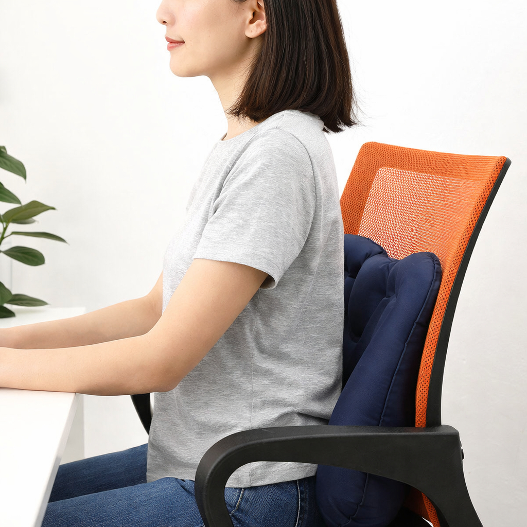 Almofada Lombar Inflável Ergonômica Viagem Avião Apoio Carro Camping Portátil Suporte Costas