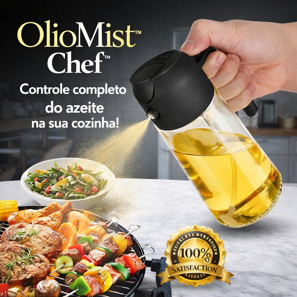 Pulverizador de Óleo Spray Azeite 470ml Vidro Borrifador para Air Fryer Salada Cozinha OlioMist Chef