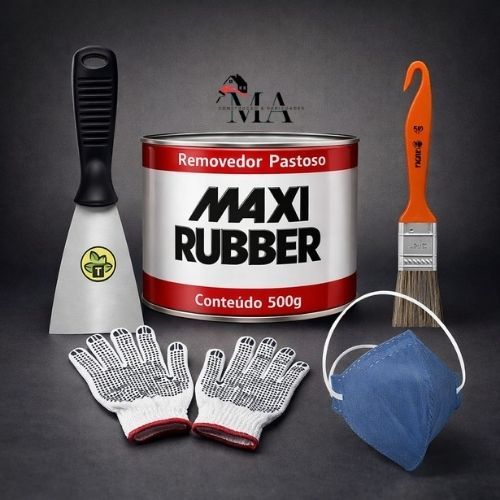 Kit Completo Removedor Pastoso 500gr e 1kg Maxi Rubber + 1 Espátula + 1 Pincel + 1 Mascara e 1 Par de Luvas em Oferta na Shopee