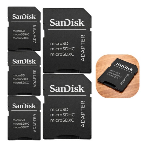 Kit C/ 5 Adaptador P/ Cartão De Memória Microsd Microsdhc Microsdxc