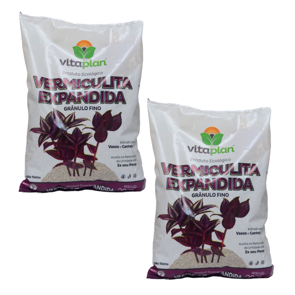 Kit 2 Vermiculitas Expandida Granulada Fina Via Solo 200g Vitaplan