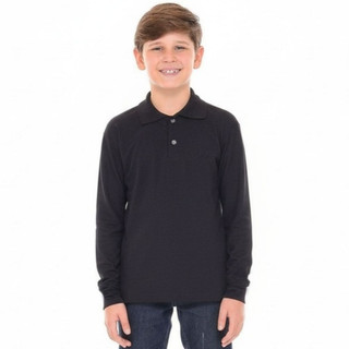 Camisa Gola Polo Piquet Infantil Menino Manga Longa Blusa de Criança