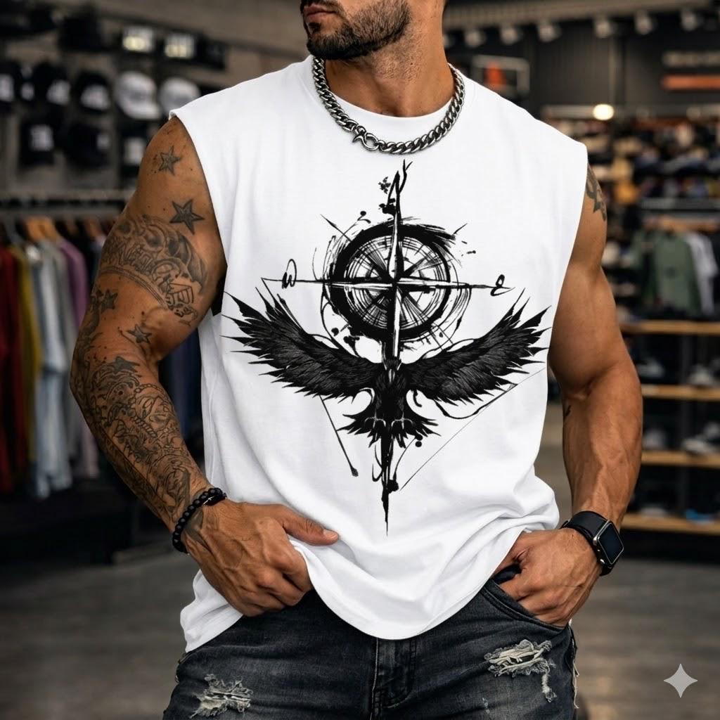Regata Masculina Estilosa Algodão Camiseta Oversized Estilo Machao Cavada Varias Cores Lançamento Academia