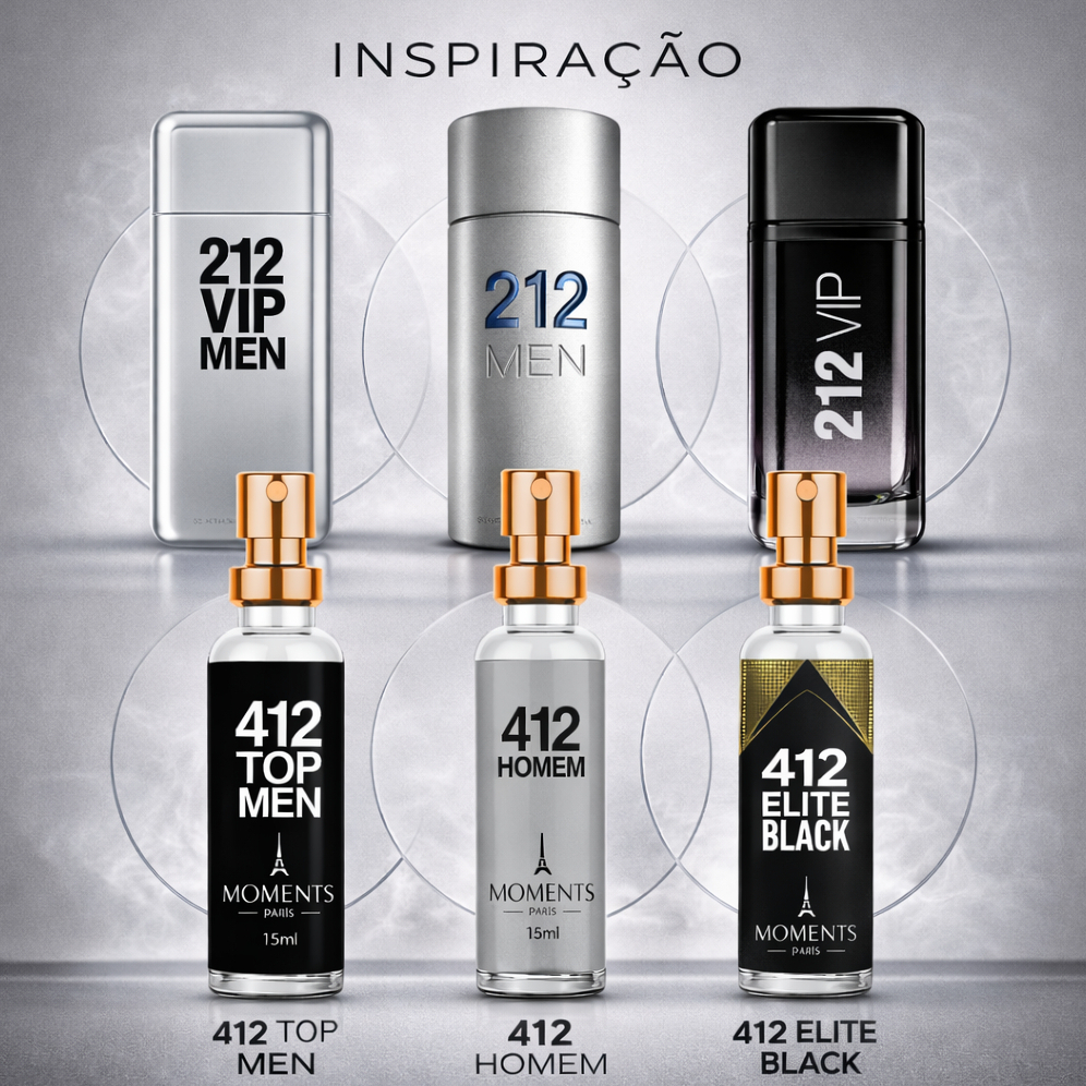 412 Perfume Importado Eau de Parfum EDP Masculino 15ML Moments Alta Fixação Bolso Contratipo Homem