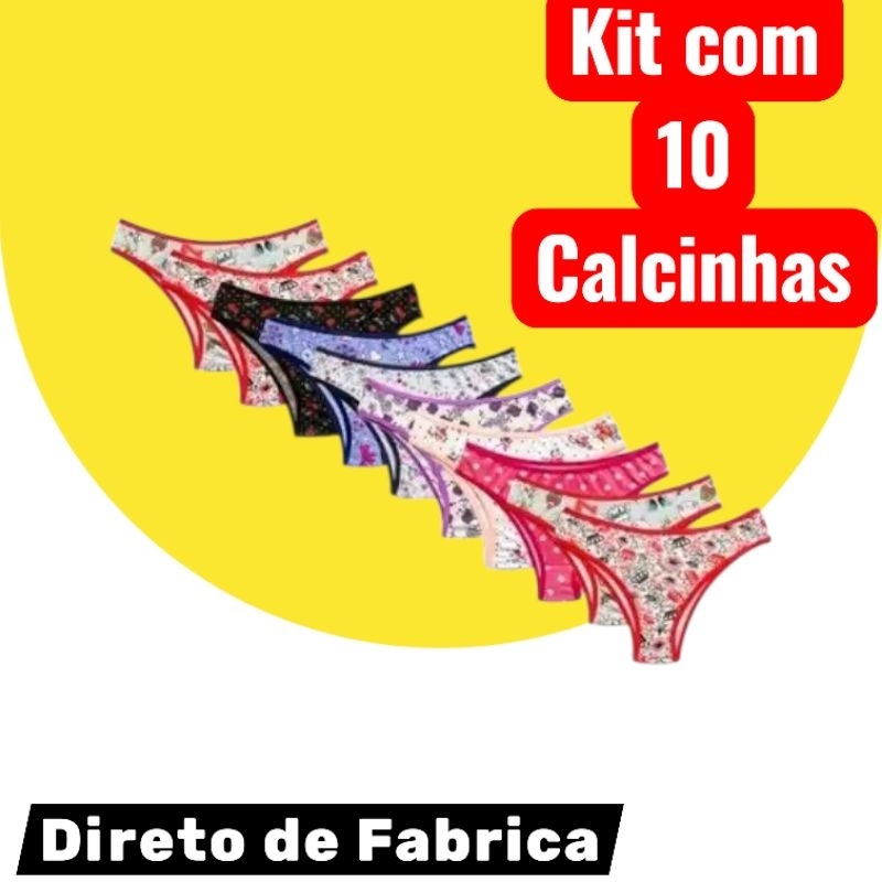 Kit com 10 Calcinhas Tanga Feminina Adulta Direto de Fabrica em Oferta na Shopee