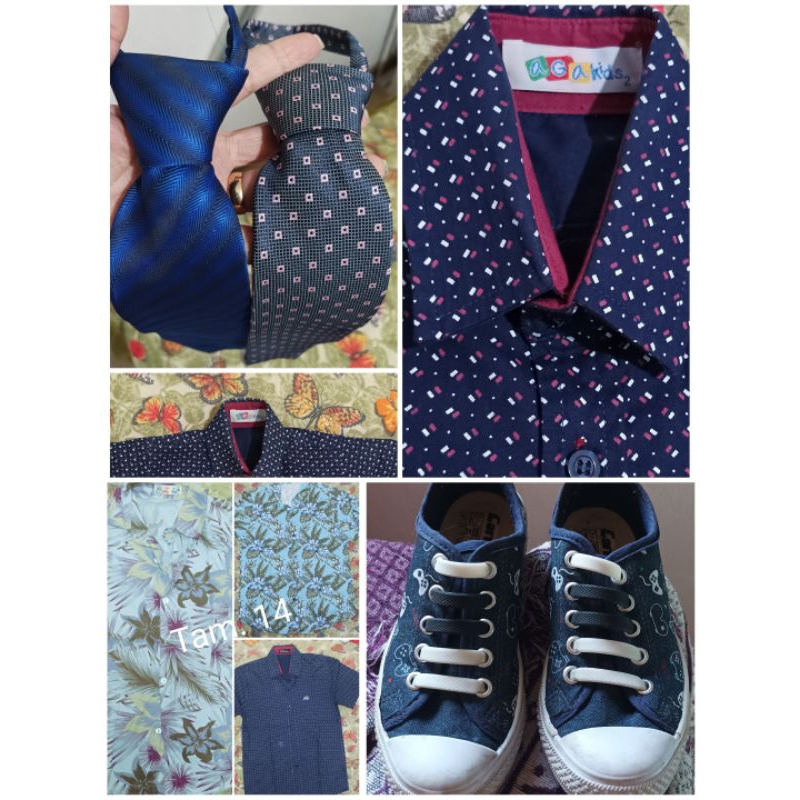 Desapego - Camisas Tam 2 e 14 / Kit 2 Gravatas / Sapato/Tênis Tam.27