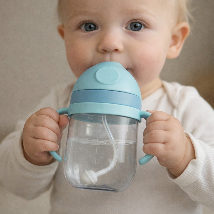 Copo de Transição  Infantil 350 ml Copo Pegador Duplo tampa de proteção canudo de silicone Copo para Bebe em Oferta na Shopee