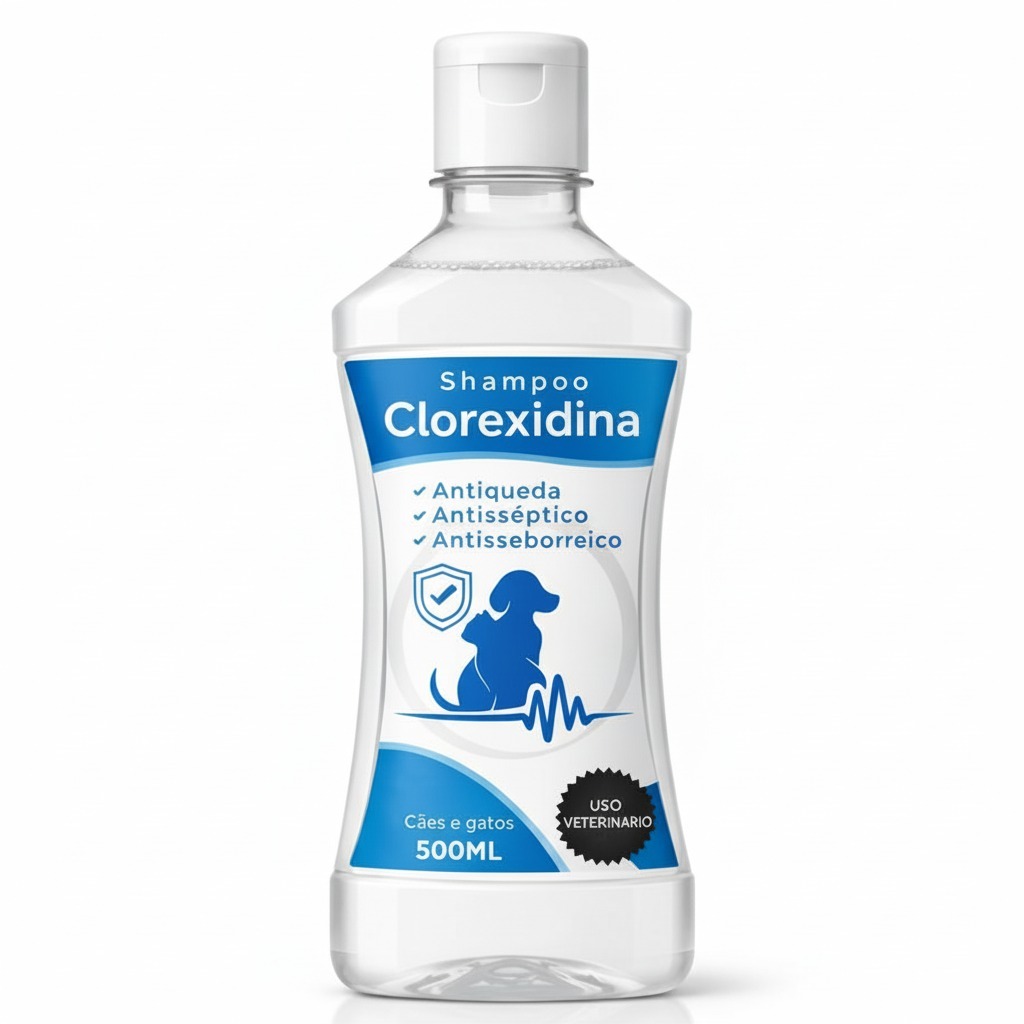 Shampoo Clorexidina Anti Seborreia Antisséptico Queda Dermatite Cães e Gatos Pet Side - 500ml