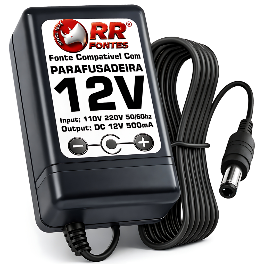 Carregador Fonte DC 12V Para Parafusadeira Multilaser e Famastil