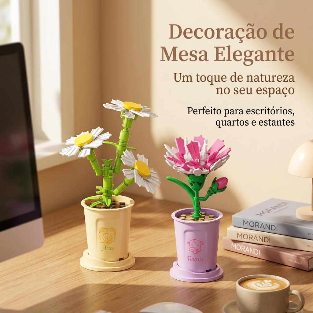 【FLOR】Mini Blocos de Montar Plantas e Flores – Presente Perfeito para Todas as Idades em Oferta na Shopee