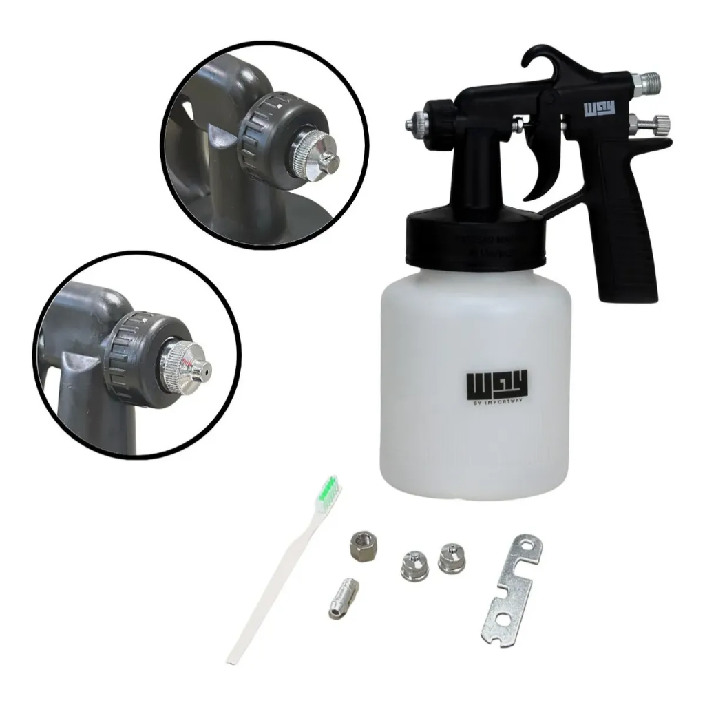 Pistola Pintura Ar Direto Copo 600ml 3 Bicos 1,3mm Limpeza em Oferta na Shopee
