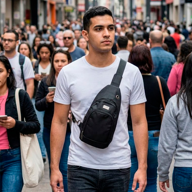Mochila Bag Bolsa Unissex Transversal Peito e Ombro Pochete Impermeável Bolsa Tiracolo Caminhada Passei Escola Trabalho