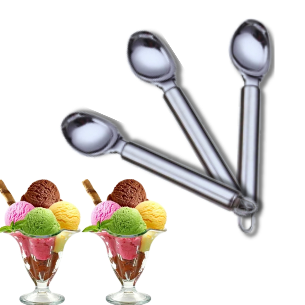 JOGO 4 COLHERES PEGADOR DE SORVETE AÇO INOX 20,5 CM BELEZA E PRATICIDADE PARA SUA CASA RESTAURANTE SORVETERIA