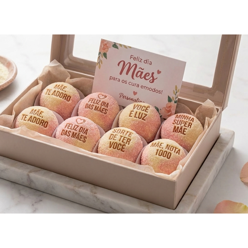 Carimbo Brigadeiro Dia Das Mães frases criativas Kit Com 6 Peças Confeitaria CDM 06
