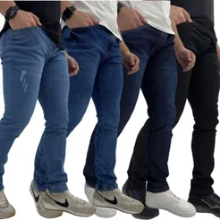 Kit com 4,3 e 2 Calças Jeans Masculina Slim Fit Premium Lycra full