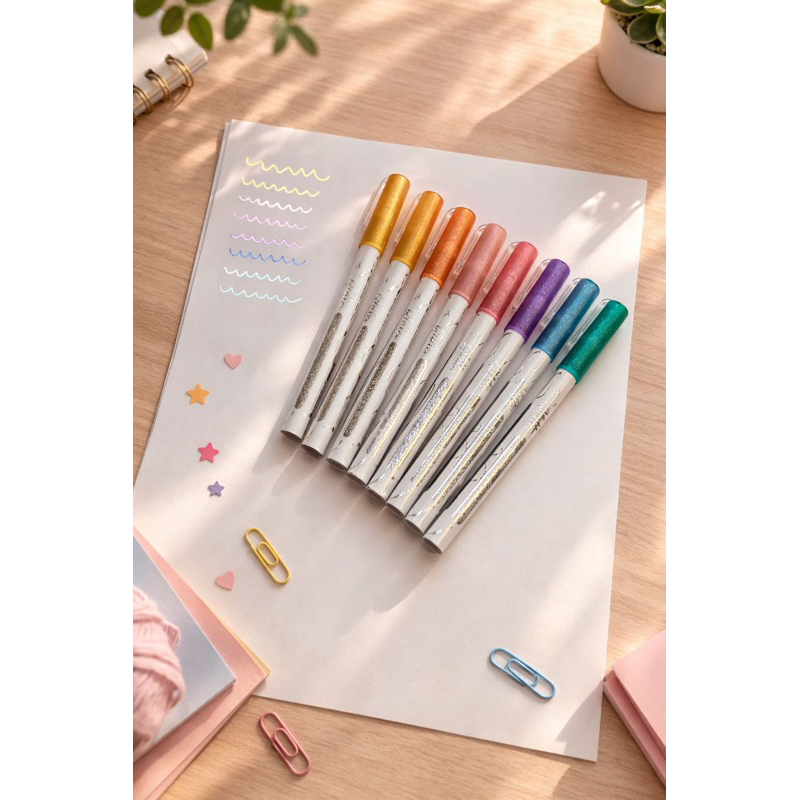 Marcador Glitter Tris Vibes – Marca Texto com Brilho para Estudo e Planner