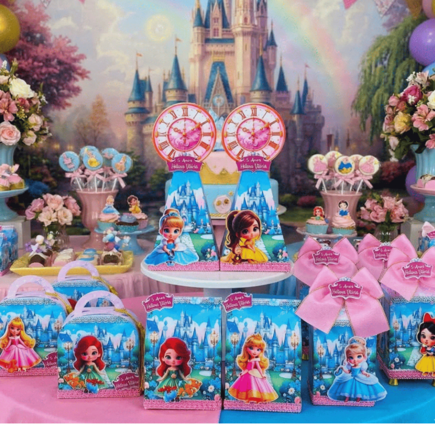 Lembrancinha Princesas Baby Cute: Caixinha Personalizada Aniversário Decoração infantil 3D