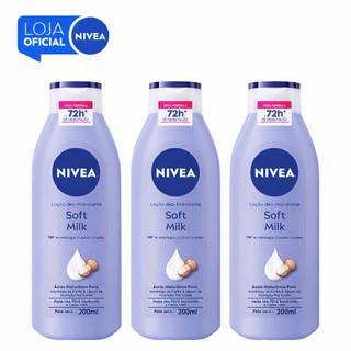 KIT NIVEA Hidratante Desodorante Soft Milk 200ml - 3 unidades