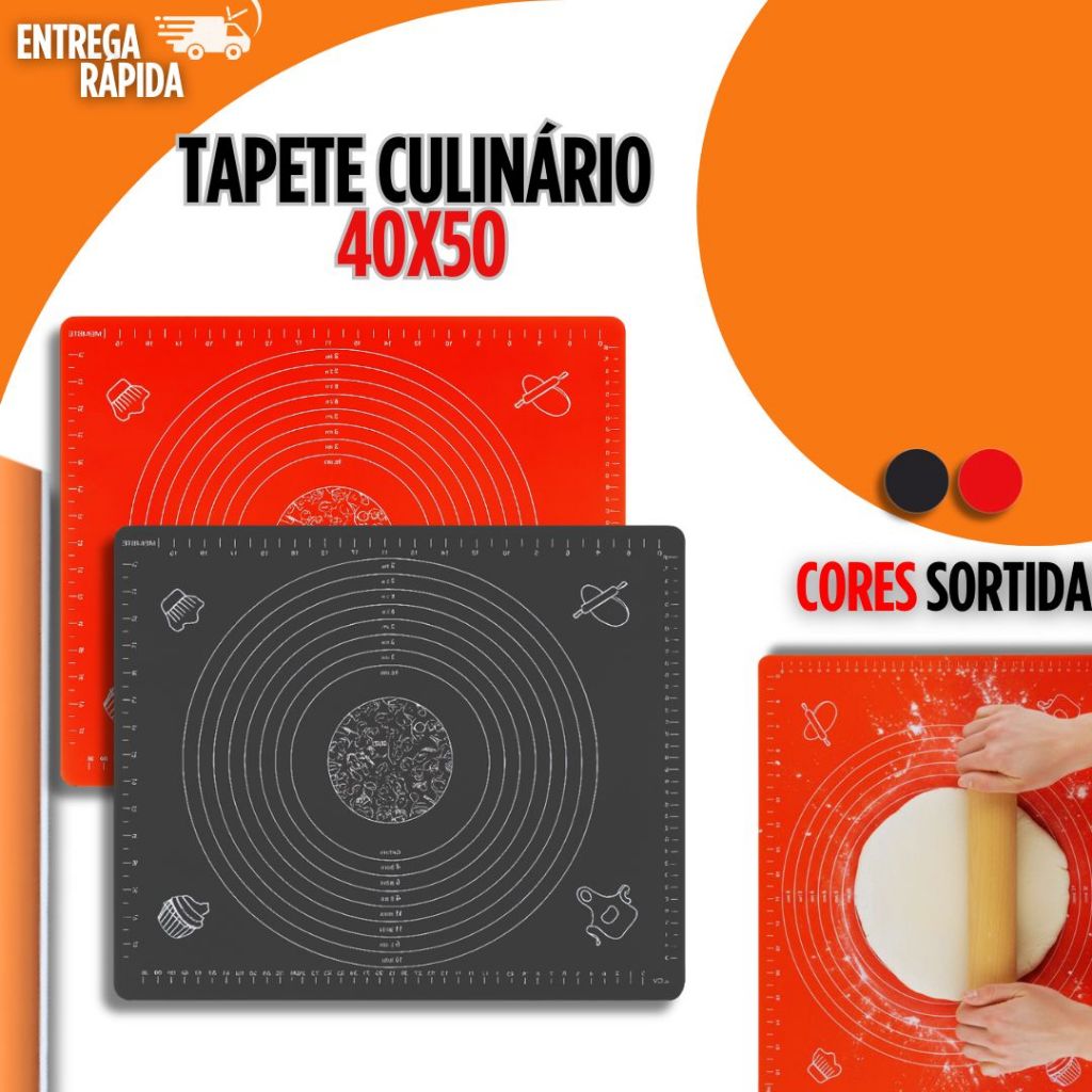 Tapete Culinário Silicone Confeiteiro Massas 40 X 50cm Premium Utilidades Qualidade Cozinha
