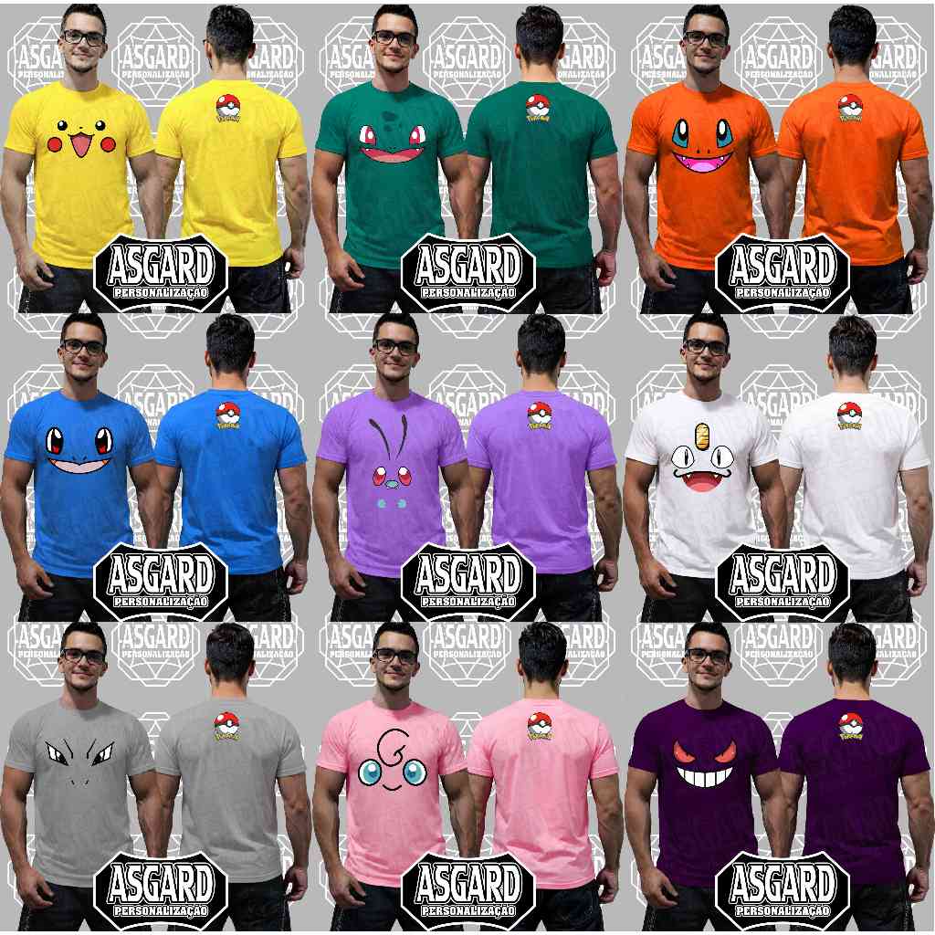 Camiseta Pokemom personagens divertidas e animadas em tamanhos infantil e adulto