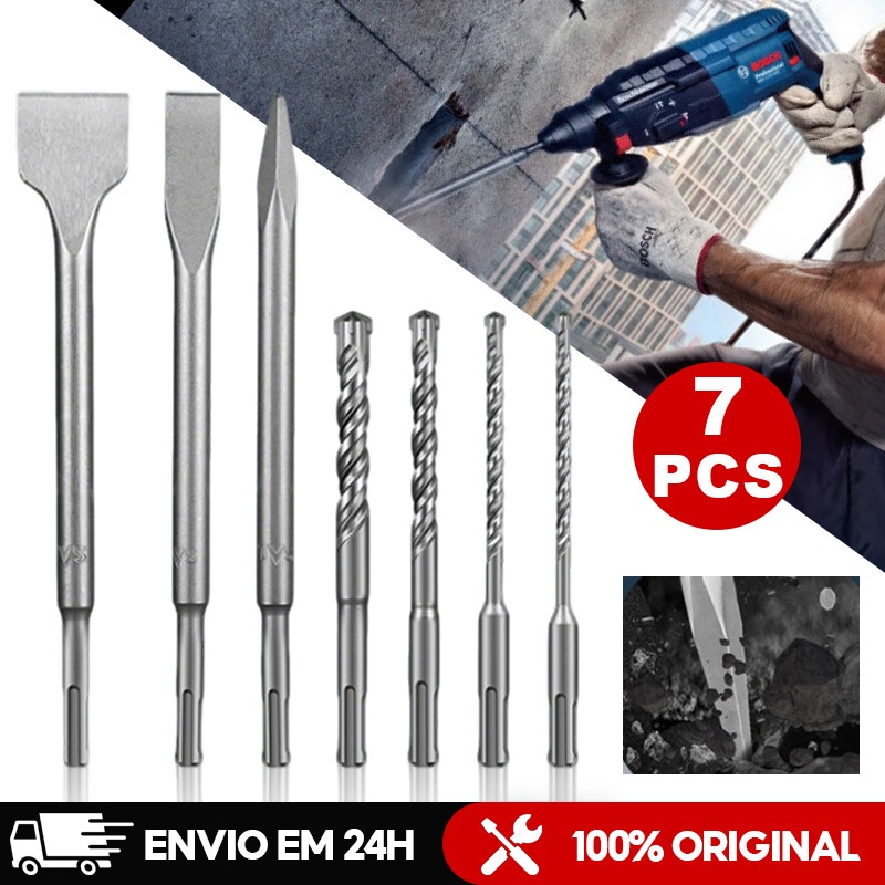 Kit 7 Peças SDS Plus Martelete Rompedor 6mm 8mm 10mm 12mm