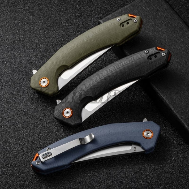 Canivete Top Semi Automatico Com Clip e Trava Aço D2 Cabo G10 Tem Tres Cores TC-G10-B KNIFE MATRIX