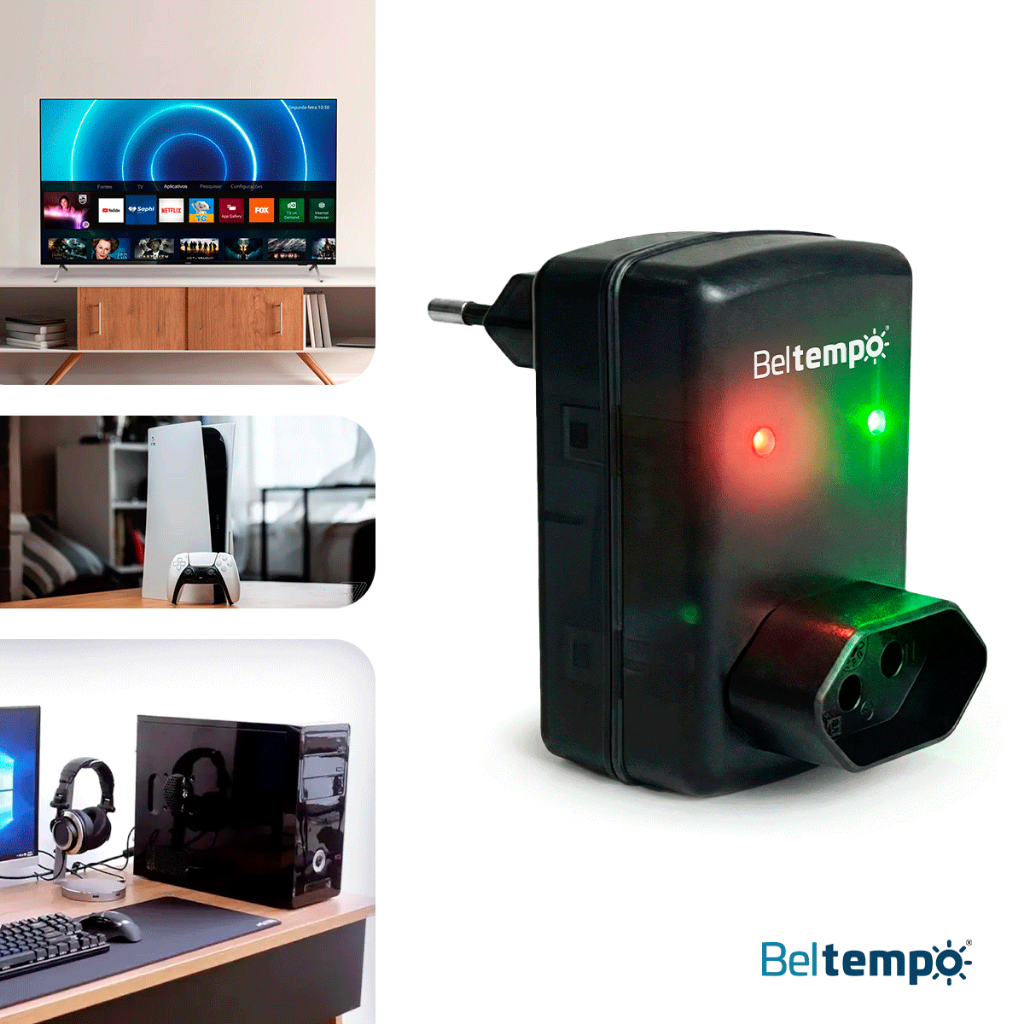 Protetor de Surtos de Energia Anti Raio Para Eletrônicos TV PC e Videogame Beltempo