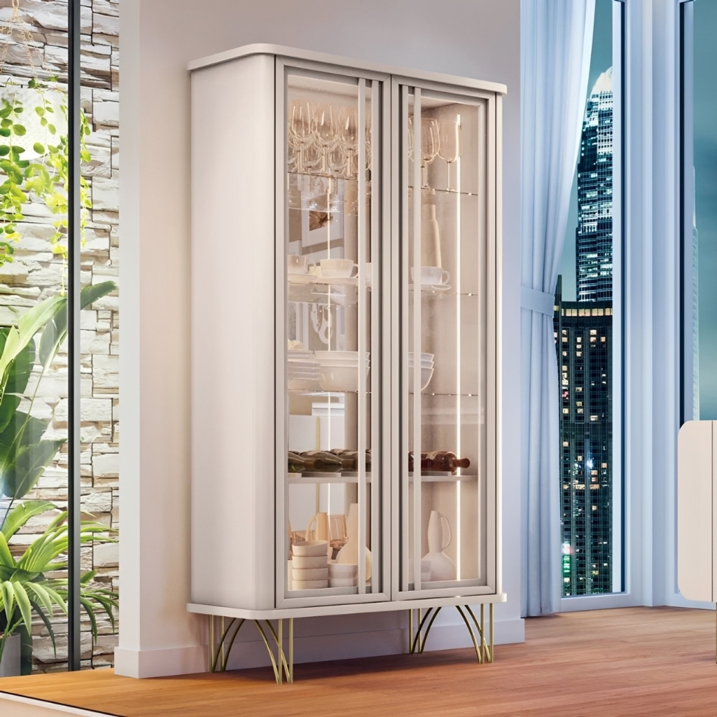 Cristaleira 2 Portas de Vidro com LED Évora HB Móveis em Oferta na Shopee