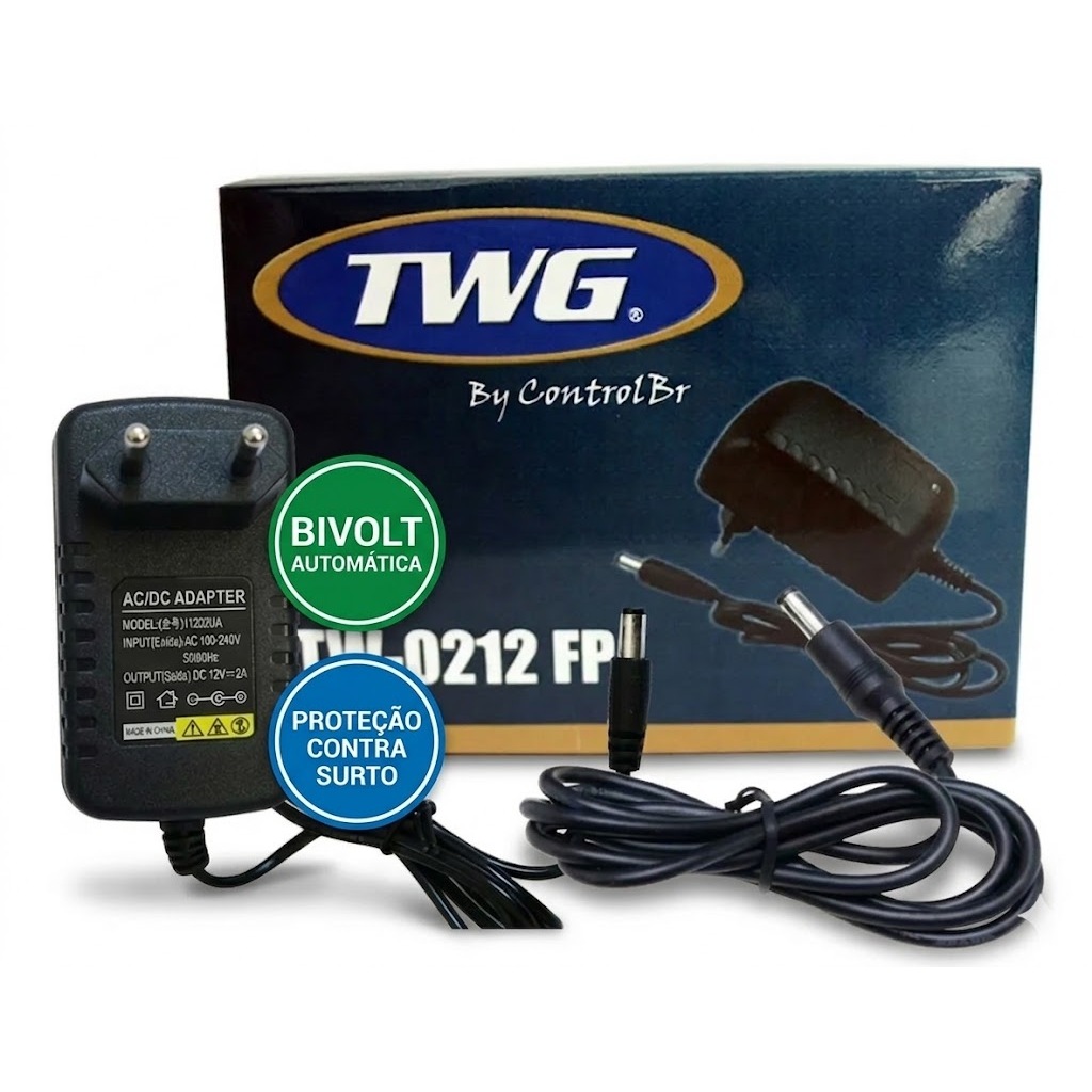 Fonte de Alimentação Bivolt 12V 2A Original – Estável, Segura e de Alta Qualidade TWG