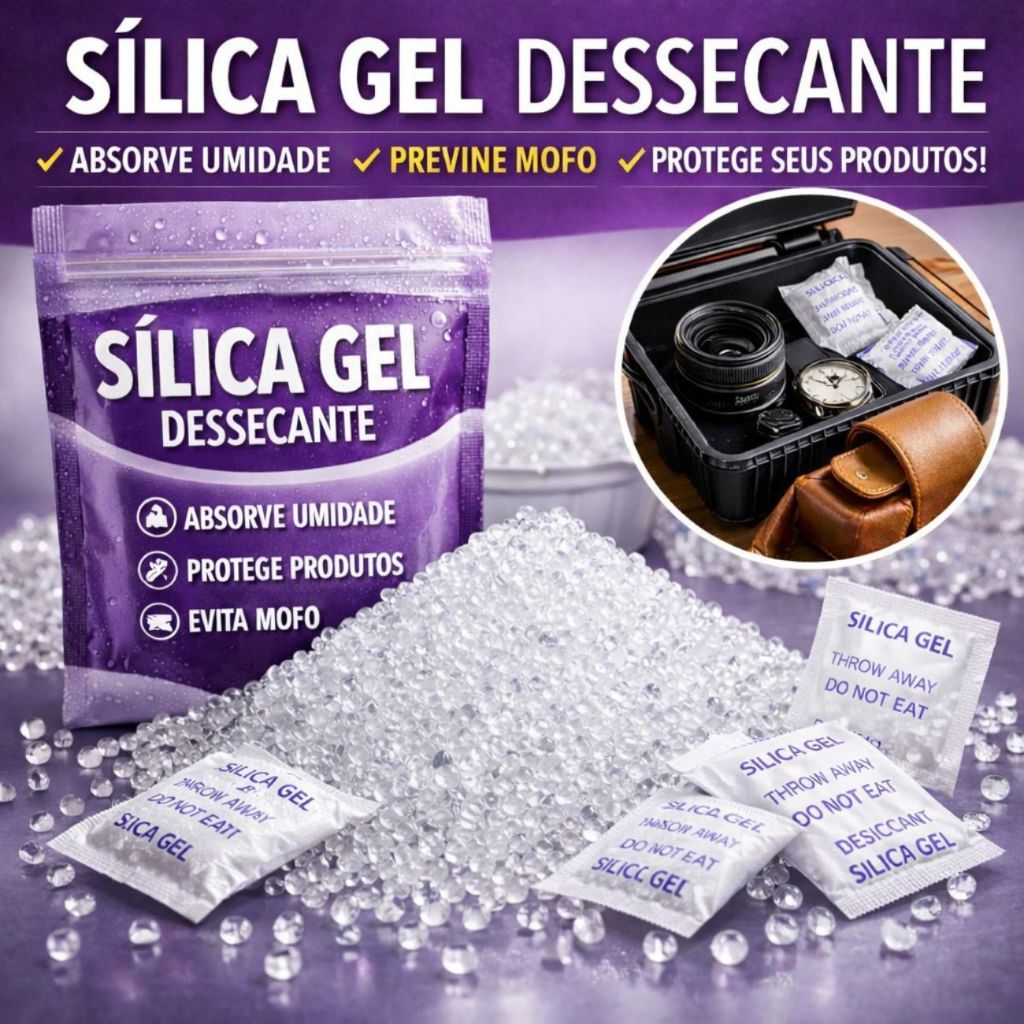 Sílica Gel Antimofo 200 Sachês 25g Alta Absorção Elimina Umidade Kit Econômico