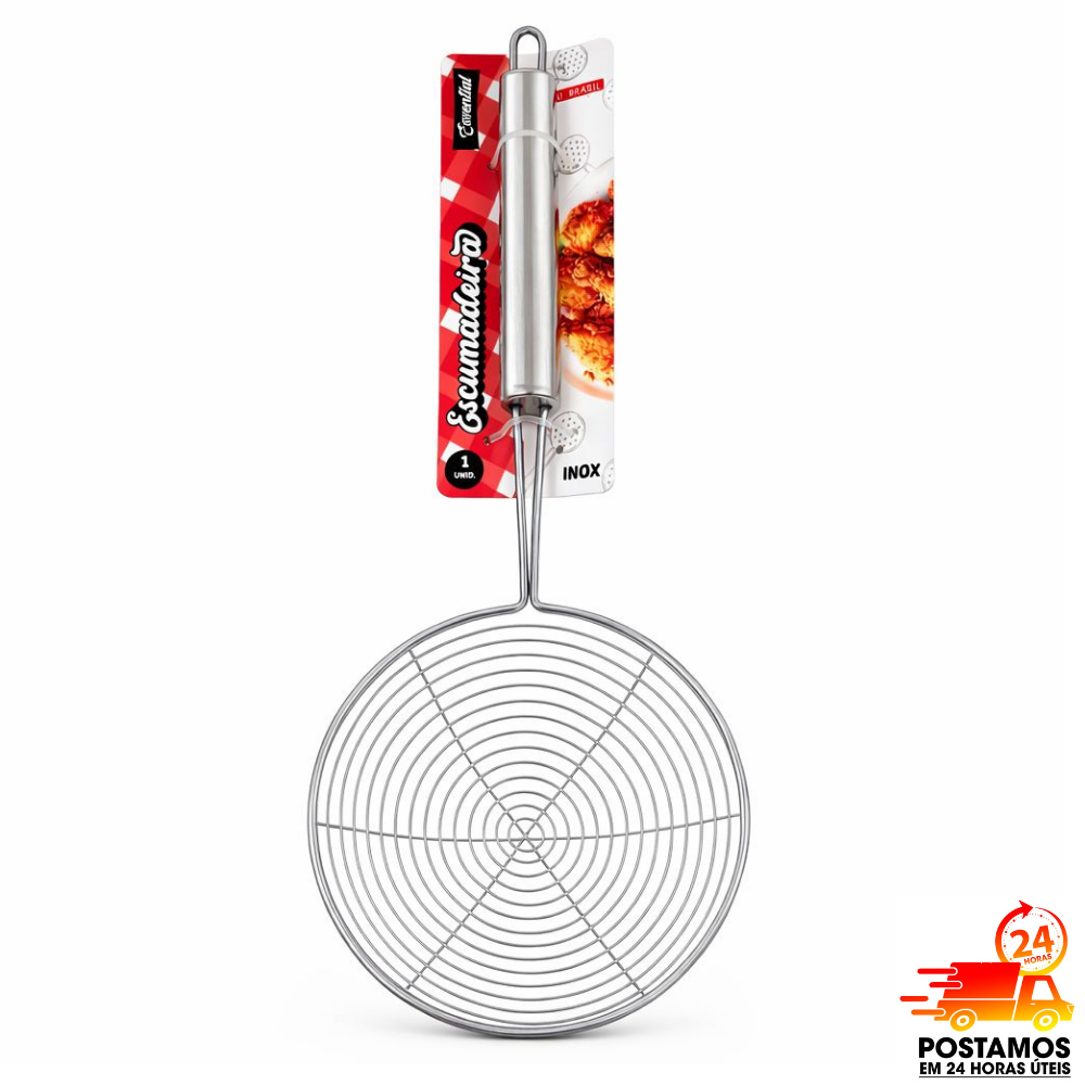 Escumadeira Inox 37cm Grande Cozinha Fritura Profissional Resistente