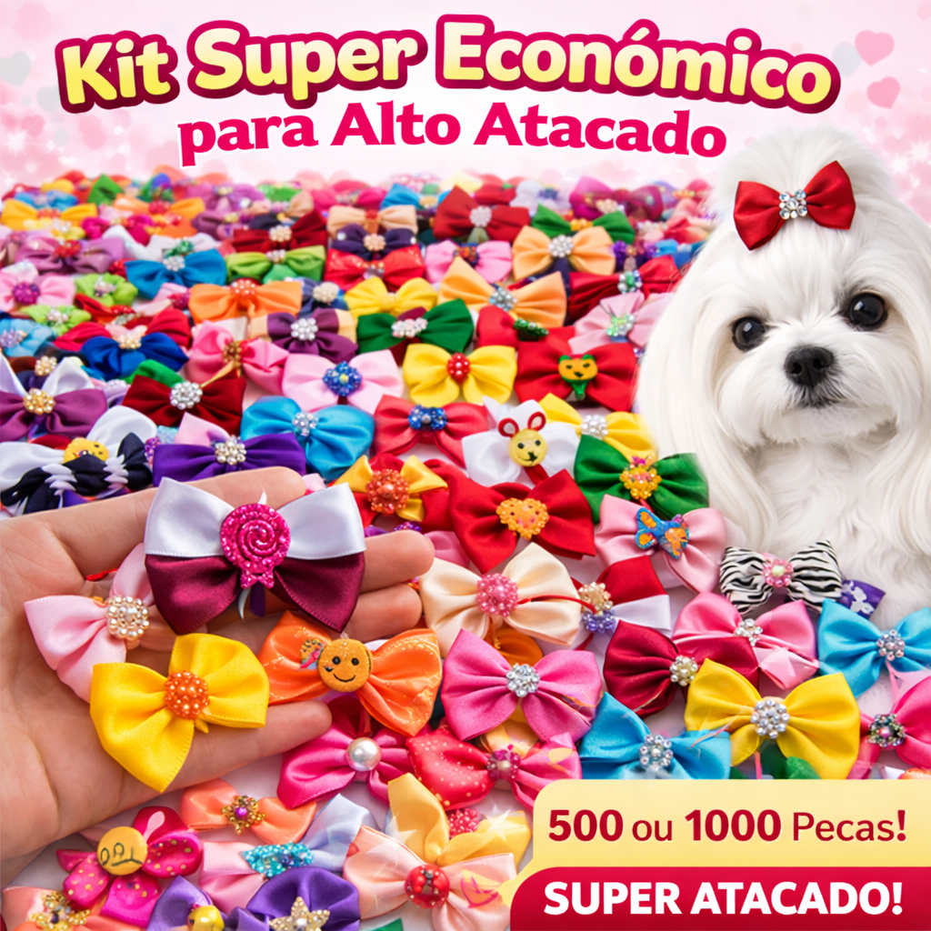 Kit 500/1000  Laços Pet Atacado, Lacinhos Pet Variados