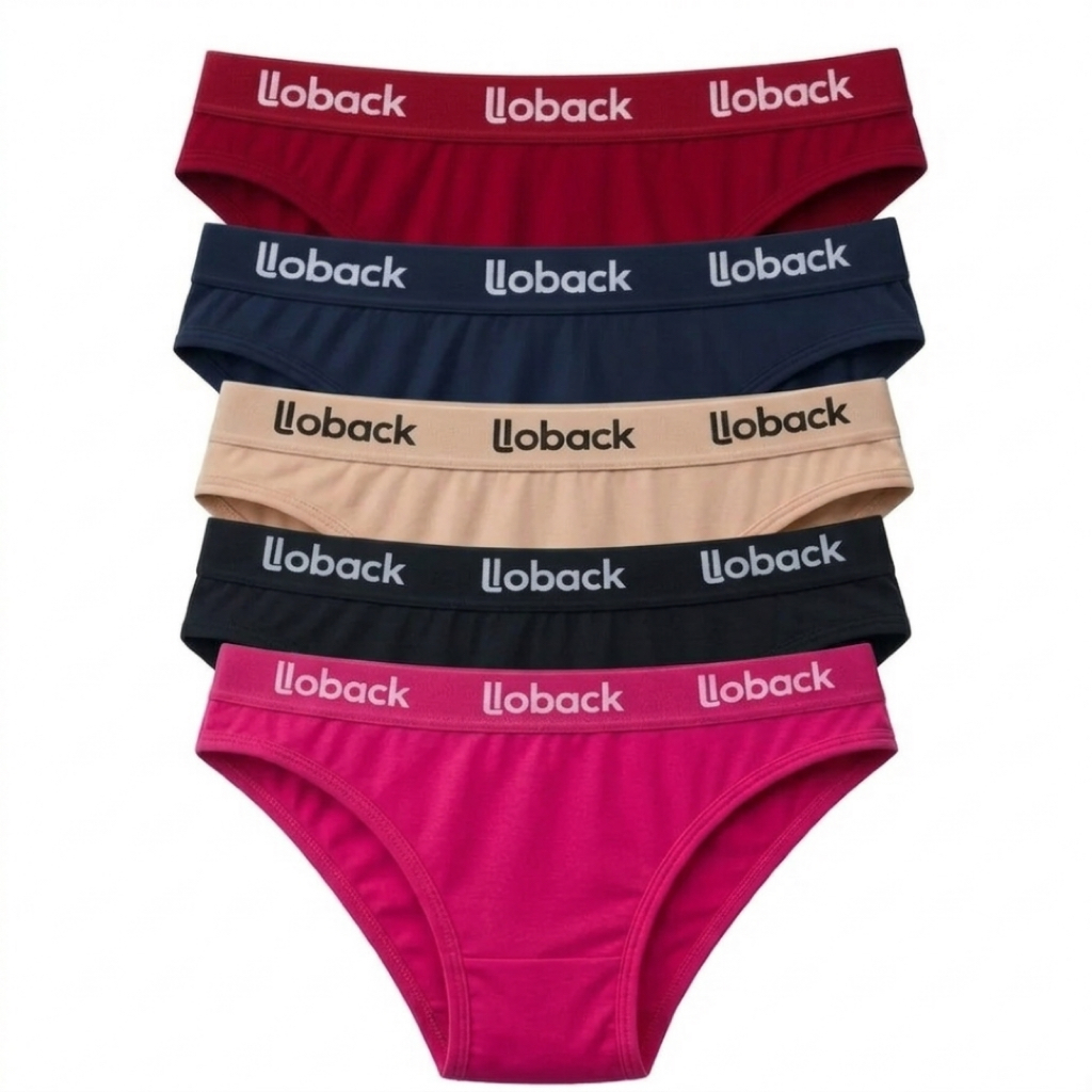 kit 5 e 3 Calcinha de Cós Alto Cotton 100% Algodão - Tanga Conforto Elástico Reforçado Respirável LOBACK Lingerie