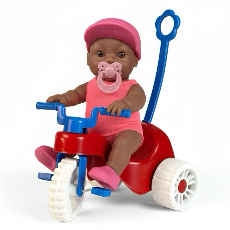 Boneca negra com Motoca / chupeta 20cm  Brinquedo Infantil