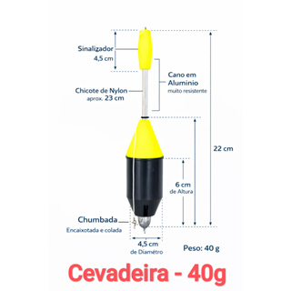 Boia Cevadeira Pesqueiro Pesca Kit Pacu Tamba 35g a 85g Cano Aluminio Arremesso Longo Antena Chicote em Oferta na Shopee