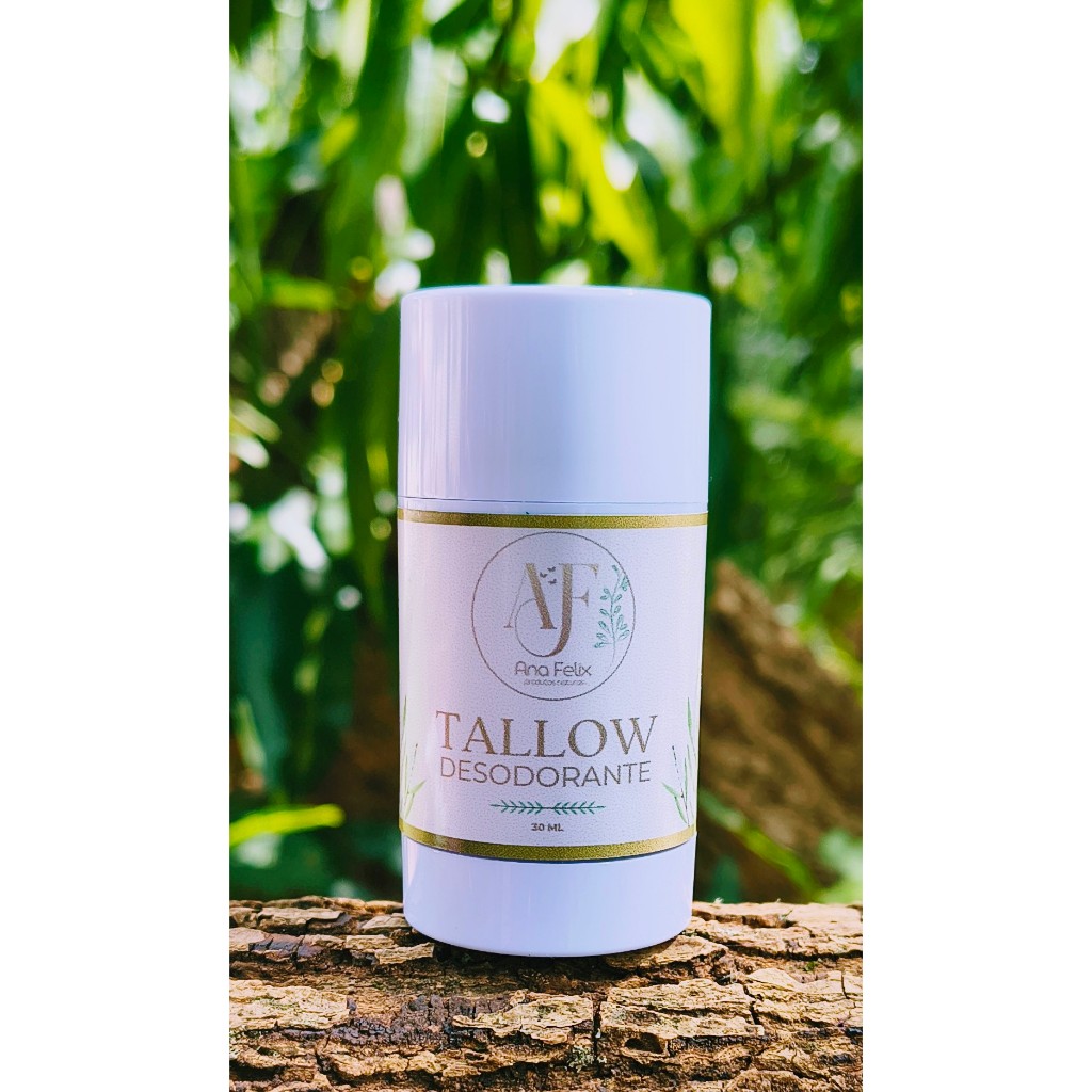 Tallow Desodorante Natural Stick 30ml, elaborado com sebo bovino, 100% natural purificado artesanalmente.